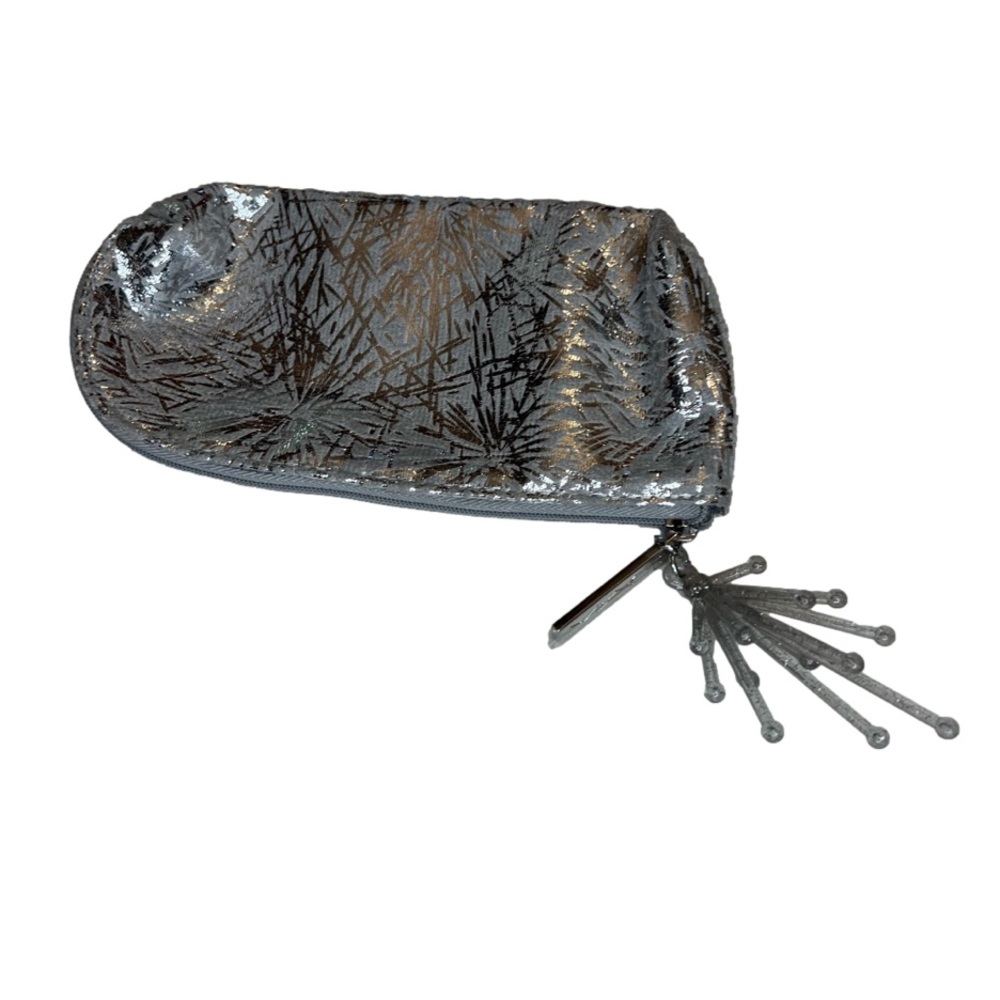 Mac Cosmetics Silver Metallic Makeup Bag Nwot - image 2